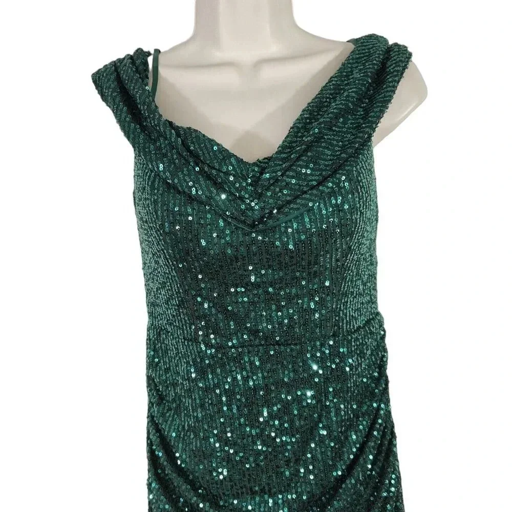 City Studio Green Sequin Dress Bodycon Juniors Size 5 Homecoming Cocktail Party - Picture 2 of 7